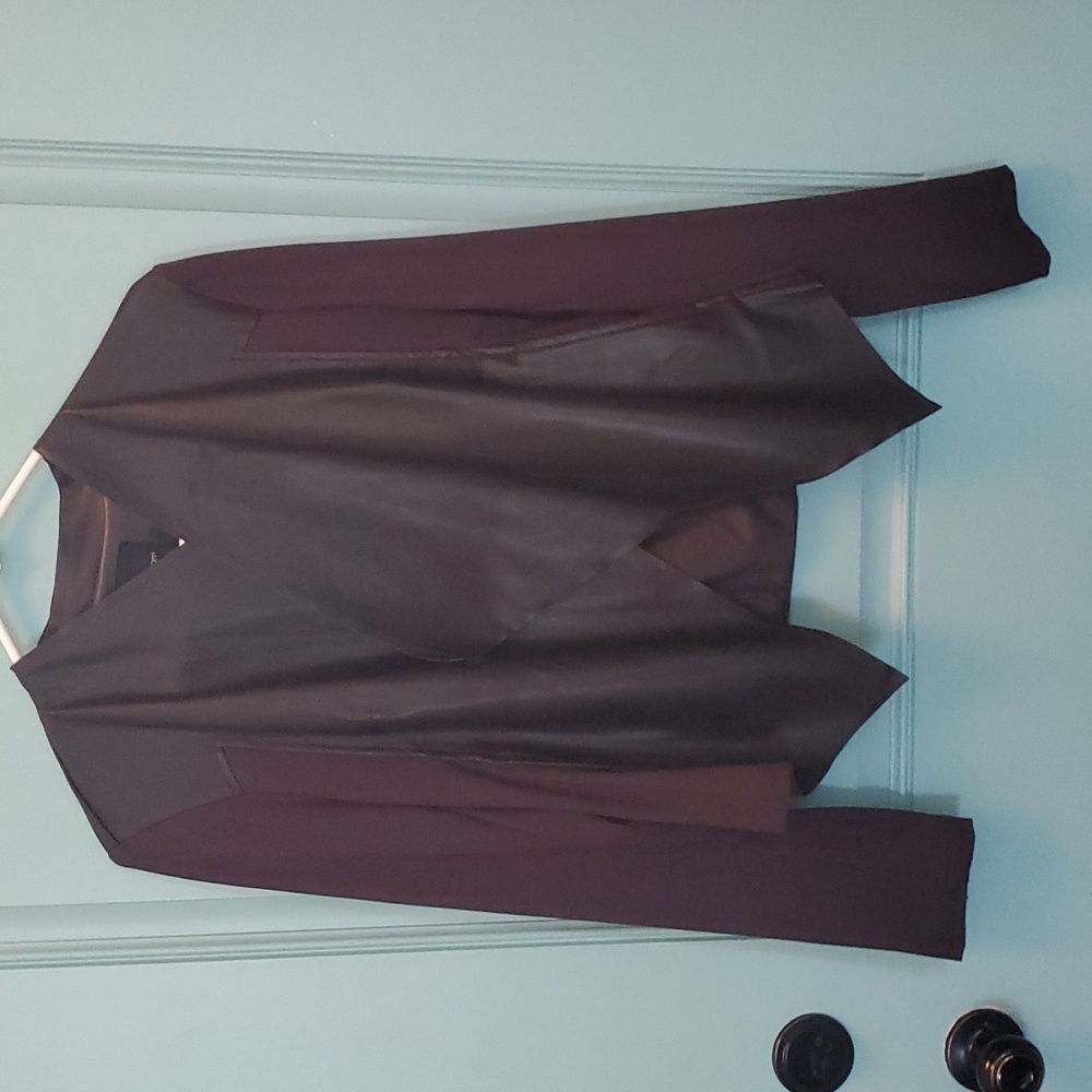 Edyson chocolate brown Ponte and faux leather  jacket, size M